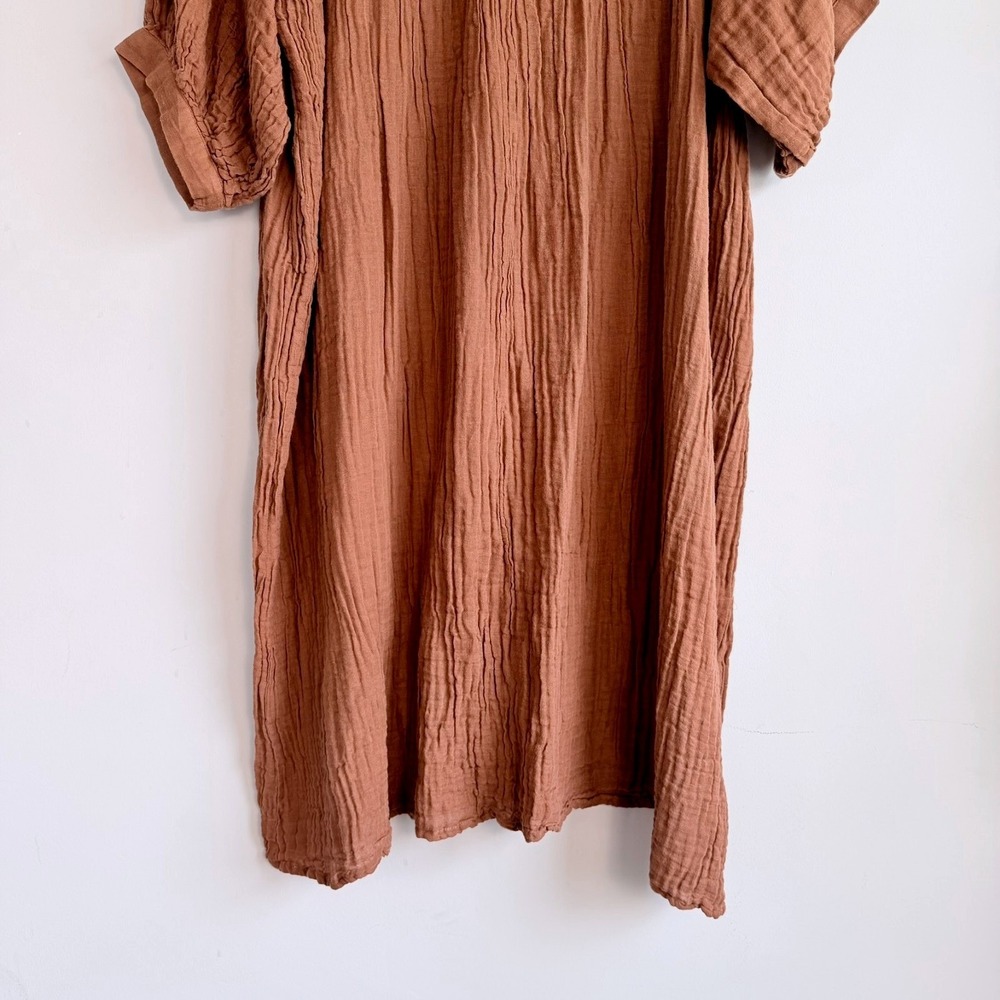 Daughters of India Kyra Midi Dress 3XL Gauze Cotton Boho Rust Brown - Picture 6 of 8